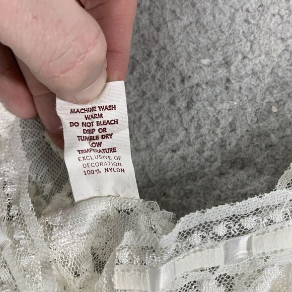 Vintage PANDORA Lingerie by Chic White Sheer Lace Satin Nightie Dress Medium - Picture 8 of 9